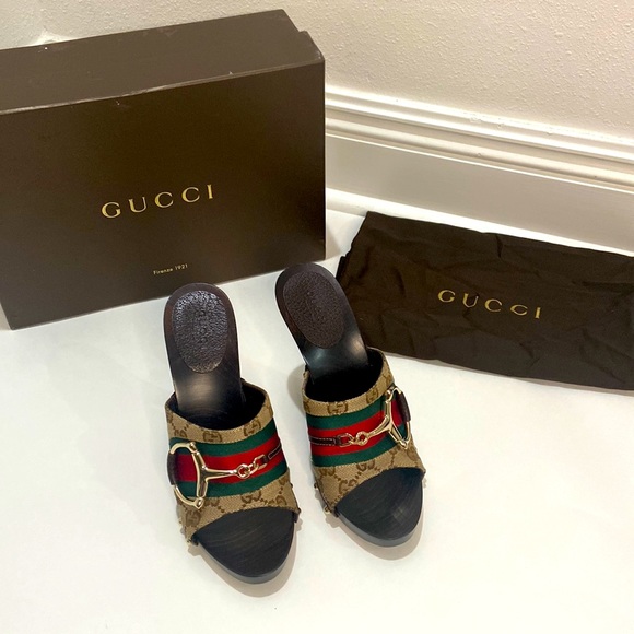 Gucci Shoes - Gucci PigSkin/NS Nylon Wooden Heel